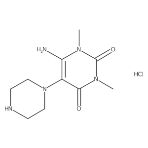 6-amino-1,3-dimethyl-5-piperazin-1-ylpyrimidine-2,4(1H,3H)-dione hydrochloride结构式