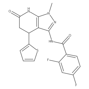 2,4-difluoro-N-(1-methyl-6-oxo-4-(thiophen-2-yl)-4,5,6,7-tetrahydro-1H-pyrazolo[3,4-b]pyridin-3-yl)benzamide Structure