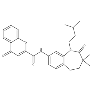 N-(5-isopentyl-3,3-dimethyl-4-oxo-2,3,4,5-tetrahydrobenzo[b][1,4]oxazepin-7-yl)-4-oxo-4H-chromene-2-carboxamide结构式