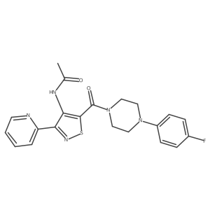 N-(5-(4-(4-fluorophenyl)piperazine-1-carbonyl)-3-(pyridin-2-yl)isothiazol-4-yl)acetamide结构式