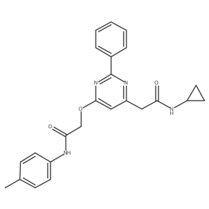 2-({6-[2-(cyclopropylamino)-2-oxoethyl]-2-phenylpyrimidin-4-yl}oxy)-N-(4-methylphenyl)acetamide结构式