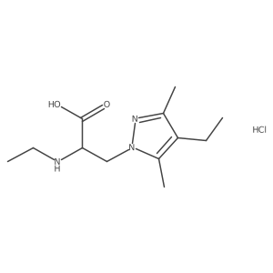 3-(4-ethyl-3,5-dimethyl-1H-pyrazol-1-yl)-2-(ethylamino)propanoic acid hydrochloride结构式