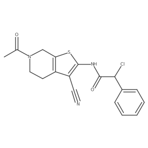 N-(6-Acetyl-3-cyano-4,5,6,7-tetrahydrothieno[2,3-c]pyridin-2-yl)-2-chloro-2-phenylacetamide Structure