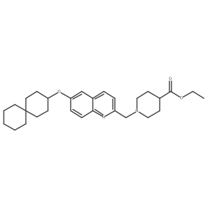 Ethyl 1-((6-(spiro[5.5]undecan-3-yloxy)quinolin-2-yl)methyl)piperidine-4-carboxylate结构式
