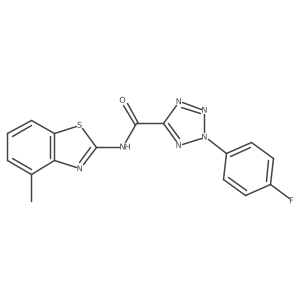 2-(4-fluorophenyl)-N-(4-methyl-1,3-benzothiazol-2-yl)-2H-1,2,3,4-tetrazole-5-carboxamide结构式