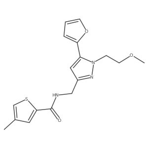 N-{[5-(furan-2-yl)-1-(2-methoxyethyl)-1H-pyrazol-3-yl]methyl}-4-methylthiophene-2-carboxamide结构式