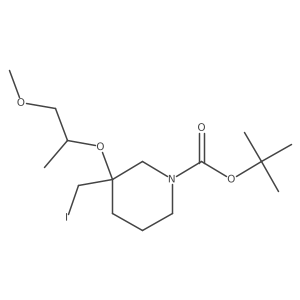 Tert-butyl 3-(iodomethyl)-3-[(1-methoxypropan-2-yl)oxy]piperidine-1-carboxylate结构式