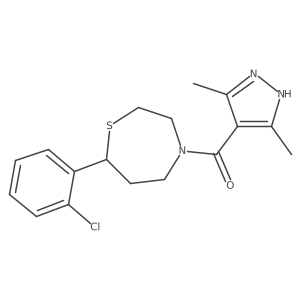 (7-(2-chlorophenyl)-1,4-thiazepan-4-yl)(3,5-dimethyl-1H-pyrazol-4-yl)methanone Structure