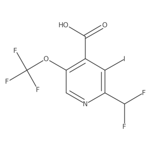 2-(Difluoromethyl)-3-iodo-5-(trifluoromethoxy)pyridine-4-carboxylic acid结构式