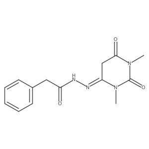 Benzeneacetic acid, 2-(tetrahydro-1,3-dimethyl-2,6-dioxo-4(1H)-pyrimidinylidene)hydrazide Structure