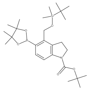 Tert-butyl 4-(((tert-butyldimethylsilyl)oxy)methyl)-5-(4,4,5,5-tetramethyl-1,3,2-dioxaborolan-2-yl)indoline-1-carboxylate结构式