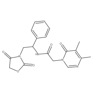 2-(4,5-dimethyl-6-oxopyrimidin-1(6H)-yl)-N-(2-(2,4-dioxooxazolidin-3-yl)-1-phenylethyl)acetamide结构式