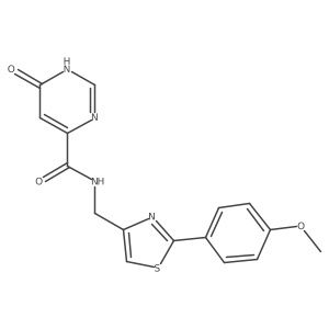 6-hydroxy-N-((2-(4-methoxyphenyl)thiazol-4-yl)methyl)pyrimidine-4-carboxamide结构式