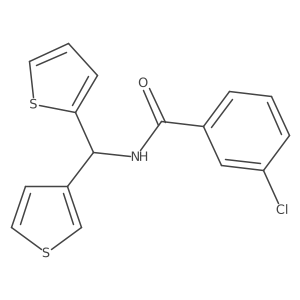 3-chloro-N-(thiophen-2-yl(thiophen-3-yl)methyl)benzamide Structure