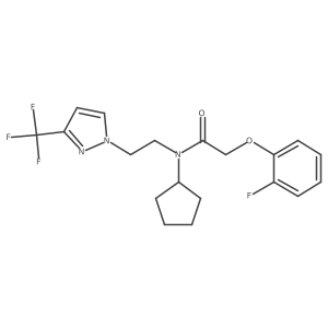 N-cyclopentyl-2-(2-fluorophenoxy)-N-(2-(3-(trifluoromethyl)-1H-pyrazol-1-yl)ethyl)acetamide结构式
