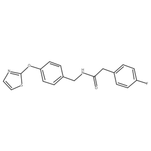 2-(4-fluorophenyl)-N-(4-(thiazol-2-yloxy)benzyl)acetamide结构式