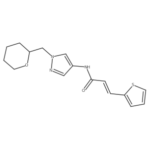 (E)-N-(1-((tetrahydro-2H-pyran-2-yl)methyl)-1H-pyrazol-4-yl)-3-(thiophen-2-yl)acrylamide Structure