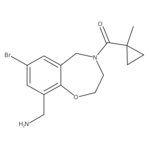 [7-Bromo-4-(1-methylcyclopropanecarbonyl)-2,3,4,5-tetrahydro-1,4-benzoxazepin-9-yl]methanamine结构式