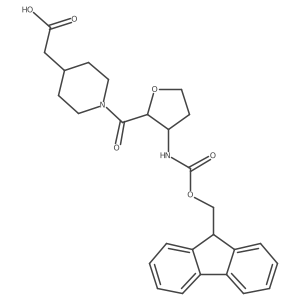 2-{1-[3-({[(9H-fluoren-9-yl)methoxy]carbonyl}amino)oxolane-2-carbonyl]piperidin-4-yl}acetic acid结构式