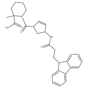 1-[4-({[(9H-fluoren-9-yl)methoxy]carbonyl}amino)cyclopent-2-ene-1-carbonyl]-2-methylpiperidine-2-carboxylic acid Structure
