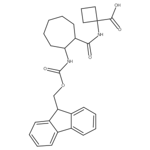 1-[2-({[(9H-fluoren-9-yl)methoxy]carbonyl}amino)cycloheptaneamido]cyclobutane-1-carboxylic acid Structure