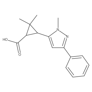 rac-(1R,3R)-2,2-dimethyl-3-(1-methyl-3-phenyl-1H-pyrazol-5-yl)cyclopropane-1-carboxylic acid Structure