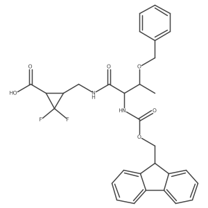 rac-(1R,3S)-3-{[3-(benzyloxy)-2-({[(9H-fluoren-9-yl)methoxy]carbonyl}amino)butanamido]methyl}-2,2-difluorocyclopropane-1-carboxylic acid Structure