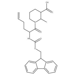 rac-(2R,3R)-1-[2-({[(9H-fluoren-9-yl)methoxy]carbonyl}amino)hex-5-enoyl]-2-methylpiperidine-3-carboxylic acid结构式