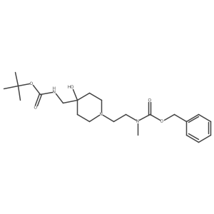 Benzyl (2-(4-(((tert-butoxycarbonyl)amino)methyl)-4-hydroxypiperidin-1-yl)ethyl)(methyl)carbamate结构式
