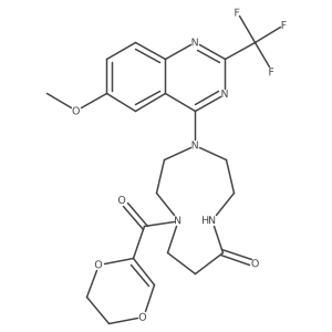 1-(5,6-Dihydro-1,4-dioxine-2-carbonyl)-4-(6-methoxy-2-(trifluoromethyl)quinazolin-4-yl)-1,4,7-triazecan-8-one结构式