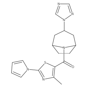 8-[4-methyl-2-(1H-pyrrol-1-yl)-1,3-thiazole-5-carbonyl]-3-(1H-1,2,4-triazol-1-yl)-8-azabicyclo[3.2.1]octane结构式