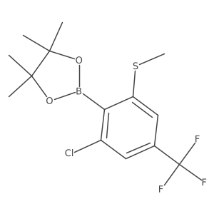 2-[2-chloro-6-methylsulfanyl-4-(trifluoromethyl)phenyl]-4,4,5,5-tetramethyl-1,3,2-dioxaborolane结构式