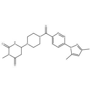 6-[4-[6-(3,5-Dimethylpyrazol-1-yl)pyridazine-3-carbonyl]piperazin-1-yl]-3-methyl-1,3-diazinane-2,4-dione结构式