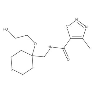 N-((4-(2-hydroxyethoxy)tetrahydro-2H-thiopyran-4-yl)methyl)-4-methyl-1,2,3-thiadiazole-5-carboxamide结构式