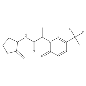 2-[6-oxo-3-(trifluoromethyl)-1,6-dihydropyridazin-1-yl]-N-(2-oxothiolan-3-yl)propanamide结构式