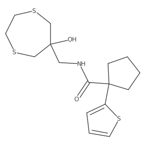 N-[(6-hydroxy-1,4-dithiepan-6-yl)methyl]-1-(thiophen-2-yl)cyclopentane-1-carboxamide结构式