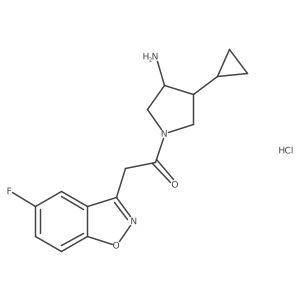 1-(3-Amino-4-cyclopropylpyrrolidin-1-yl)-2-(5-fluoro-1,2-benzoxazol-3-yl)ethan-1-one hydrochloride Structure