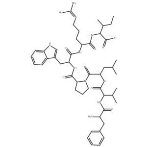 L-Phenylalanyl-L-valyl-L-leucyl-L-prolyl-L-tryptophyl-N~5~-(diaminomethylidene)-L-ornithyl-L-isoleucine结构式