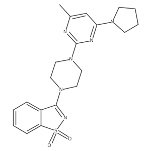 3-{4-[4-Methyl-6-(pyrrolidin-1-yl)pyrimidin-2-yl]piperazin-1-yl}-1lambda6,2-benzothiazole-1,1-dione Structure