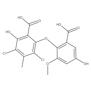 2-(2-Carboxy-4-hydroxy-6-methoxyphenoxy)-3,5-dichloro-6-hydroxy-4-methylbenzoic acid Structure