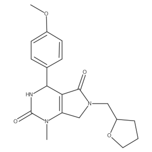 4-(4-methoxyphenyl)-1-methyl-6-[(oxolan-2-yl)methyl]-1H,2H,3H,4H,5H,6H,7H-pyrrolo[3,4-d]pyrimidine-2,5-dione结构式