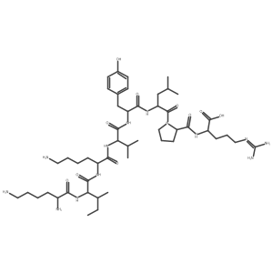 L-Lysyl-L-isoleucyl-L-lysyl-L-valyl-L-tyrosyl-L-leucyl-L-prolyl-N~5~-(diaminomethylidene)-L-ornithine结构式