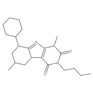 3-butyl-9-cyclohexyl-1,7-dimethyl-6,7,8,9-tetrahydropyrimido[2,1-f]purine-2,4(1H,3H)-dione结构式