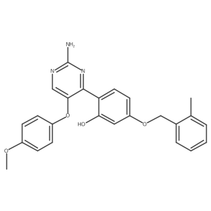 2-(2-Amino-5-(4-methoxyphenoxy)pyrimidin-4-yl)-5-((2-methylbenzyl)oxy)phenol结构式
