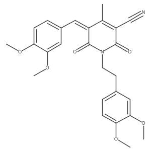 1-[2-(3,4-Dimethoxyphenyl)ethyl]-5-[(3,4-dimethoxyphenyl)methylidene]-4-methyl-2,6-dioxo-1,2,5,6-tetrahydropyridine-3-carbonitrile结构式