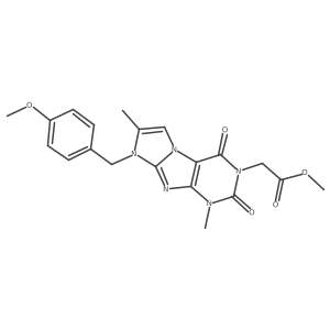 methyl 2-(8-(4-methoxybenzyl)-1,7-dimethyl-2,4-dioxo-1H-imidazo[2,1-f]purin-3(2H,4H,8H)-yl)acetate结构式