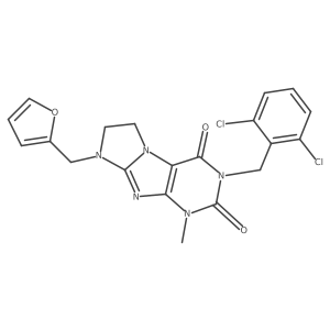 3-[(2,6-Dichlorophenyl)methyl]-8-(2-furylmethyl)-1-methyl-1,3,5-trihydroimidaz olidino[1,2-h]purine-2,4-dione结构式