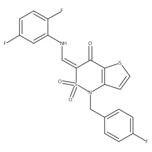 (Z)-3-(((2,5-difluorophenyl)amino)methylene)-1-(4-fluorobenzyl)-1H-thieno[3,2-c][1,2]thiazin-4(3H)-one 2,2-dioxide结构式