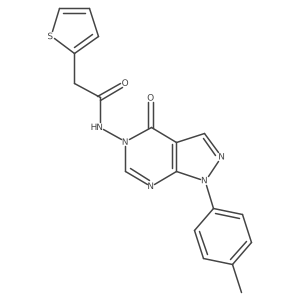 N-(4-oxo-1-(p-tolyl)-1H-pyrazolo[3,4-d]pyrimidin-5(4H)-yl)-2-(thiophen-2-yl)acetamide结构式