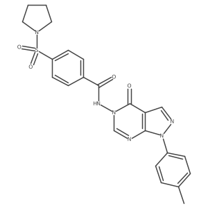 N-[1-(4-methylphenyl)-4-oxo-1H,4H,5H-pyrazolo[3,4-d]pyrimidin-5-yl]-4-(pyrrolidine-1-sulfonyl)benzamide结构式